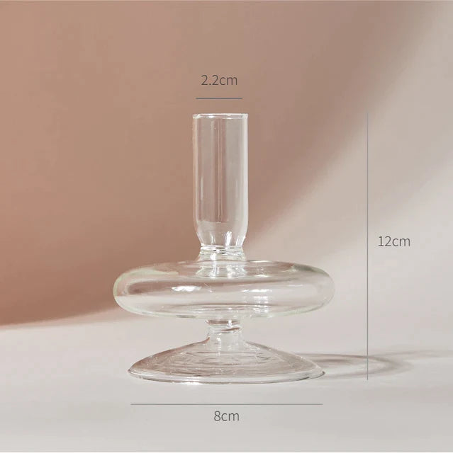 Round Tier Bubble Glass Candlestick Vase