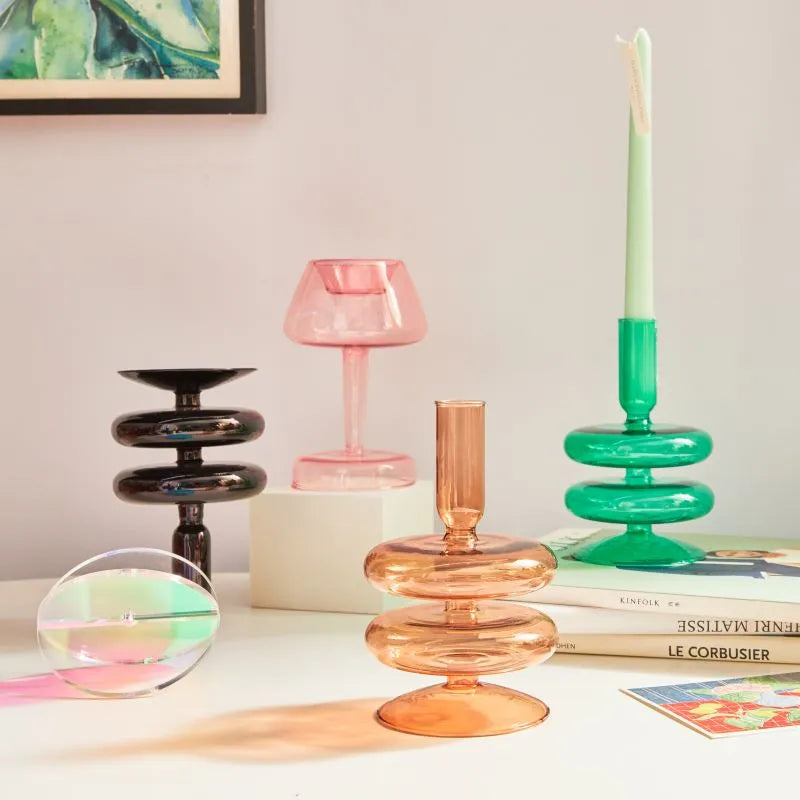 2 Tier Bubble Glass Candlestick Vase