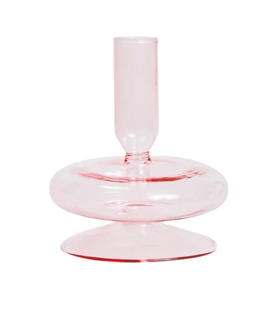 Round Tier Bubble Glass Candlestick Vase