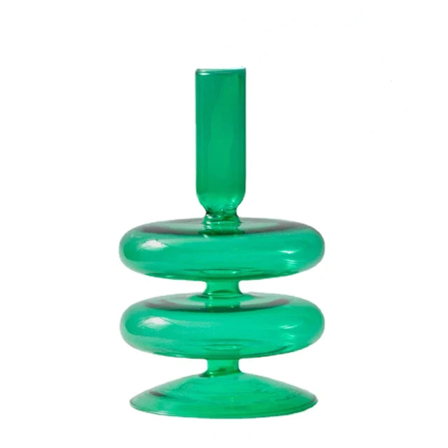 2 Tier Bubble Glass Candlestick Vase