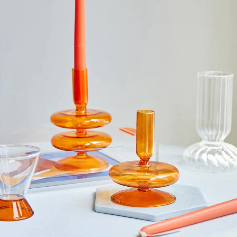 2 Tier Bubble Glass Candlestick Vase