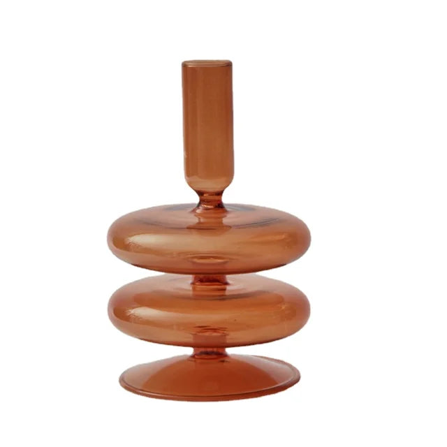 2 Tier Bubble Glass Candlestick Vase