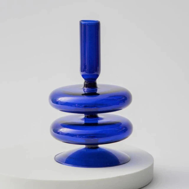2 Tier Bubble Glass Candlestick Vase