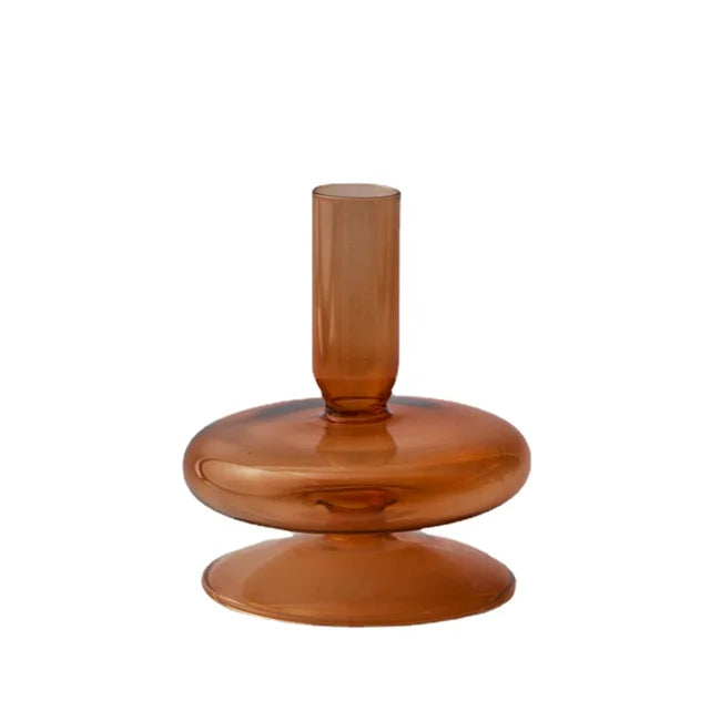 Round Tier Bubble Glass Candlestick Vase