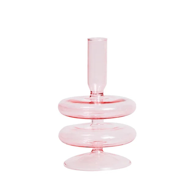 2 Tier Bubble Glass Candlestick Vase