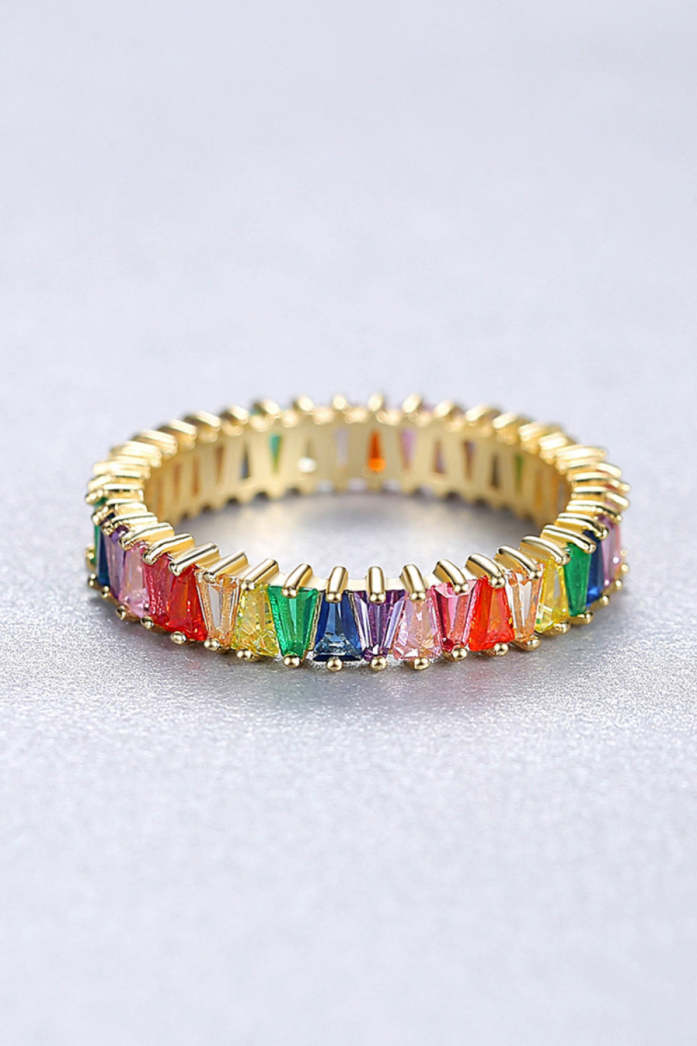 Multicolored Rainbow Pave Ring