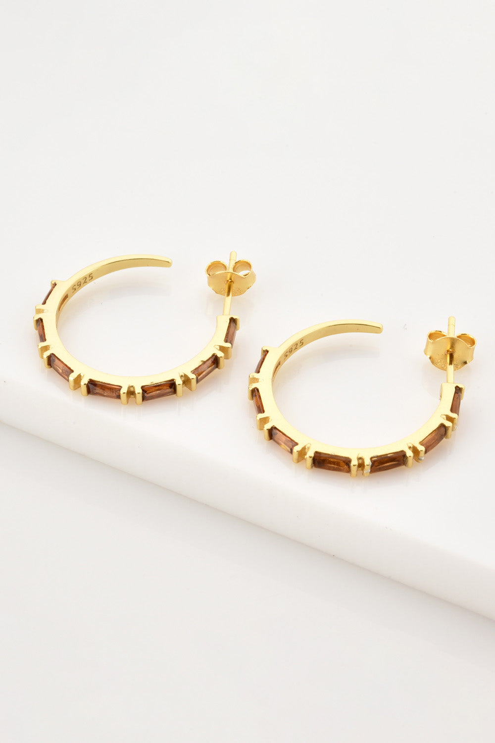 Gold Gemstone Hoop Earrings