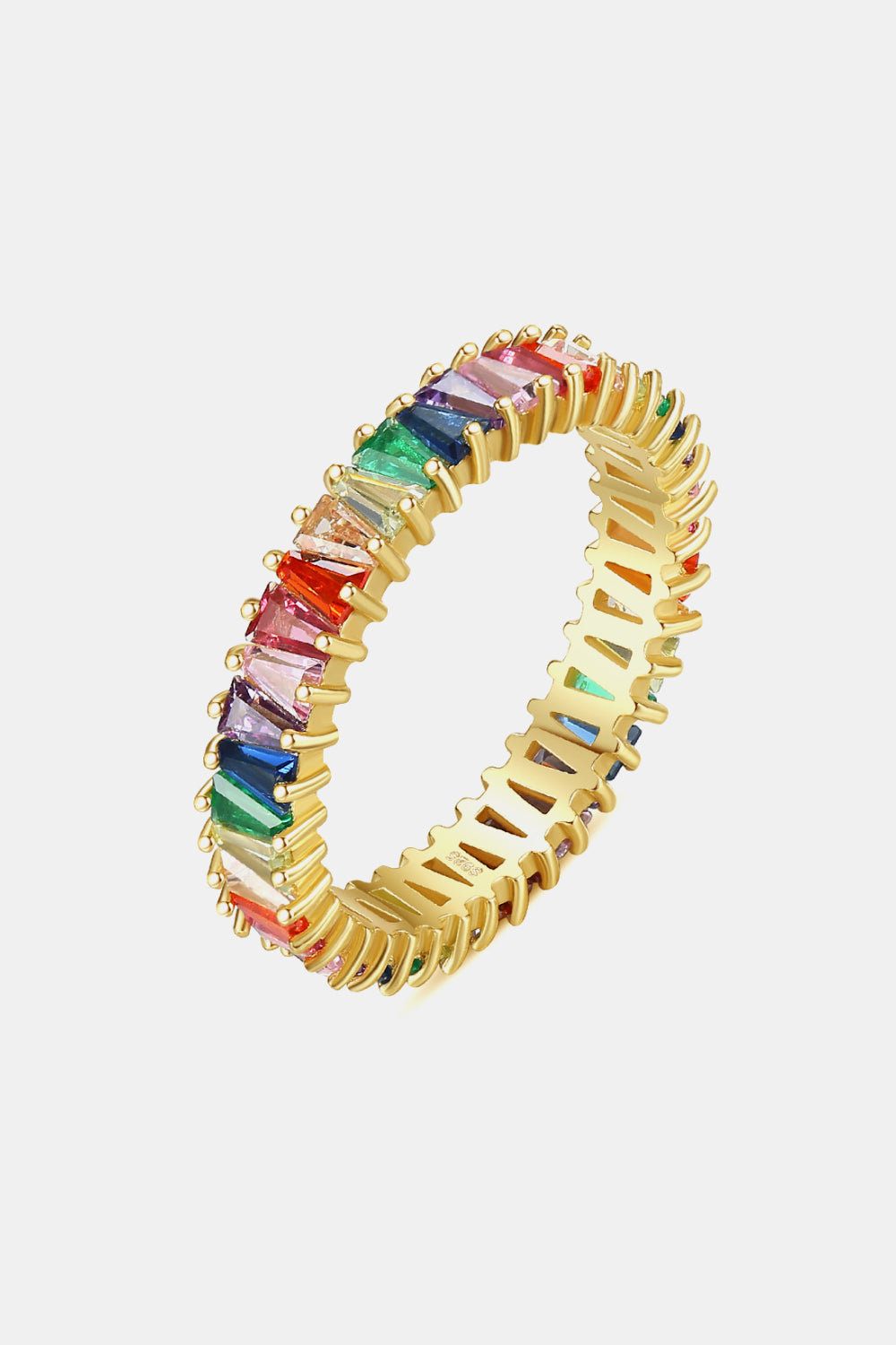 Multicolored Rainbow Pave Ring