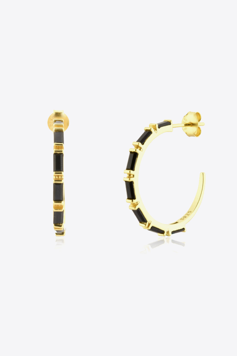 Gold Gemstone Hoop Earrings
