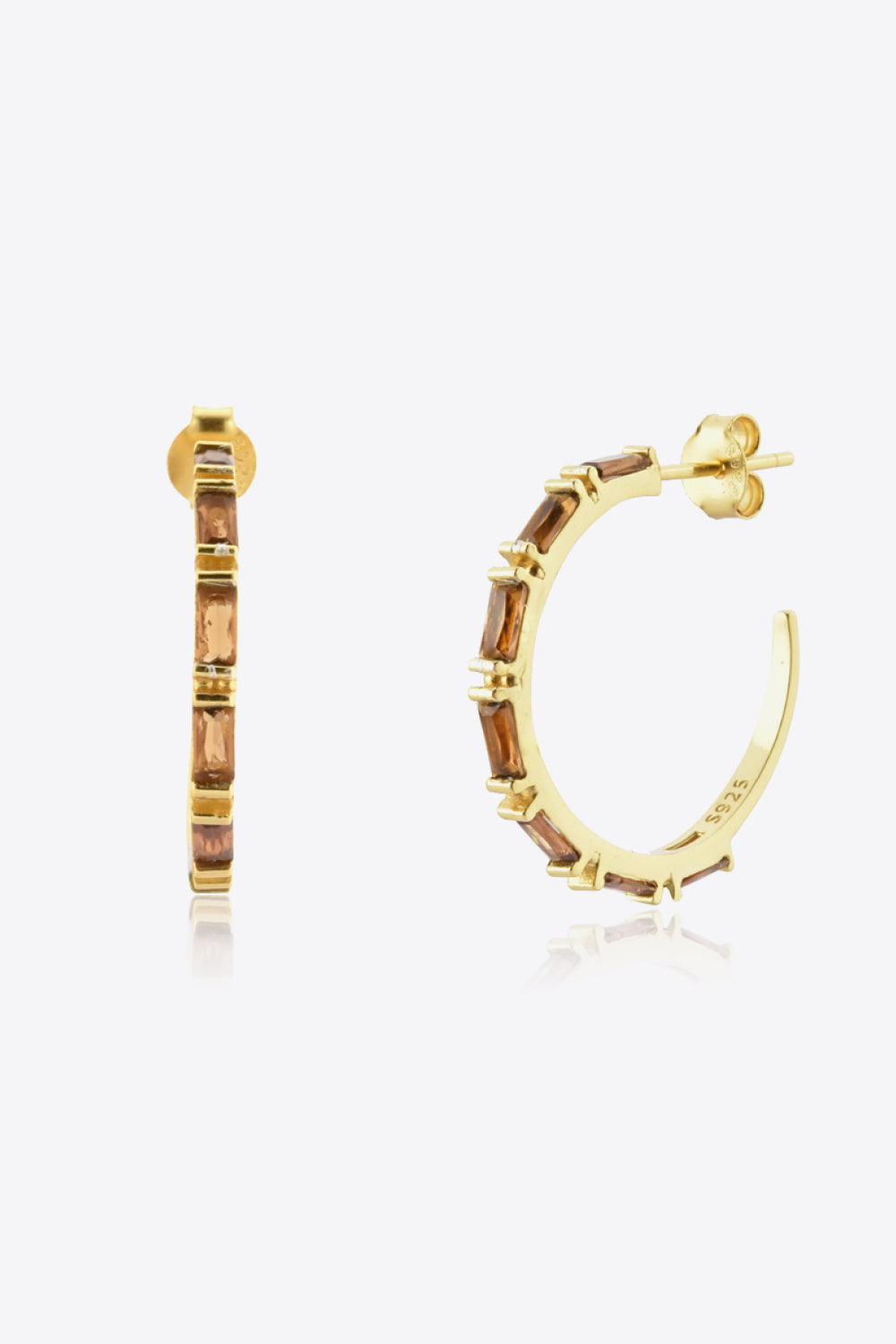 Gold Gemstone Hoop Earrings