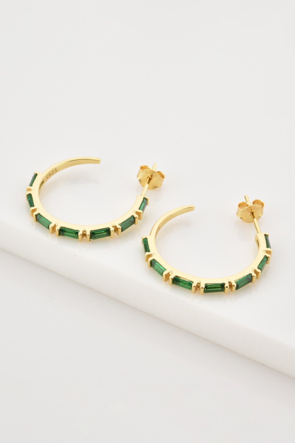 Gold Gemstone Hoop Earrings