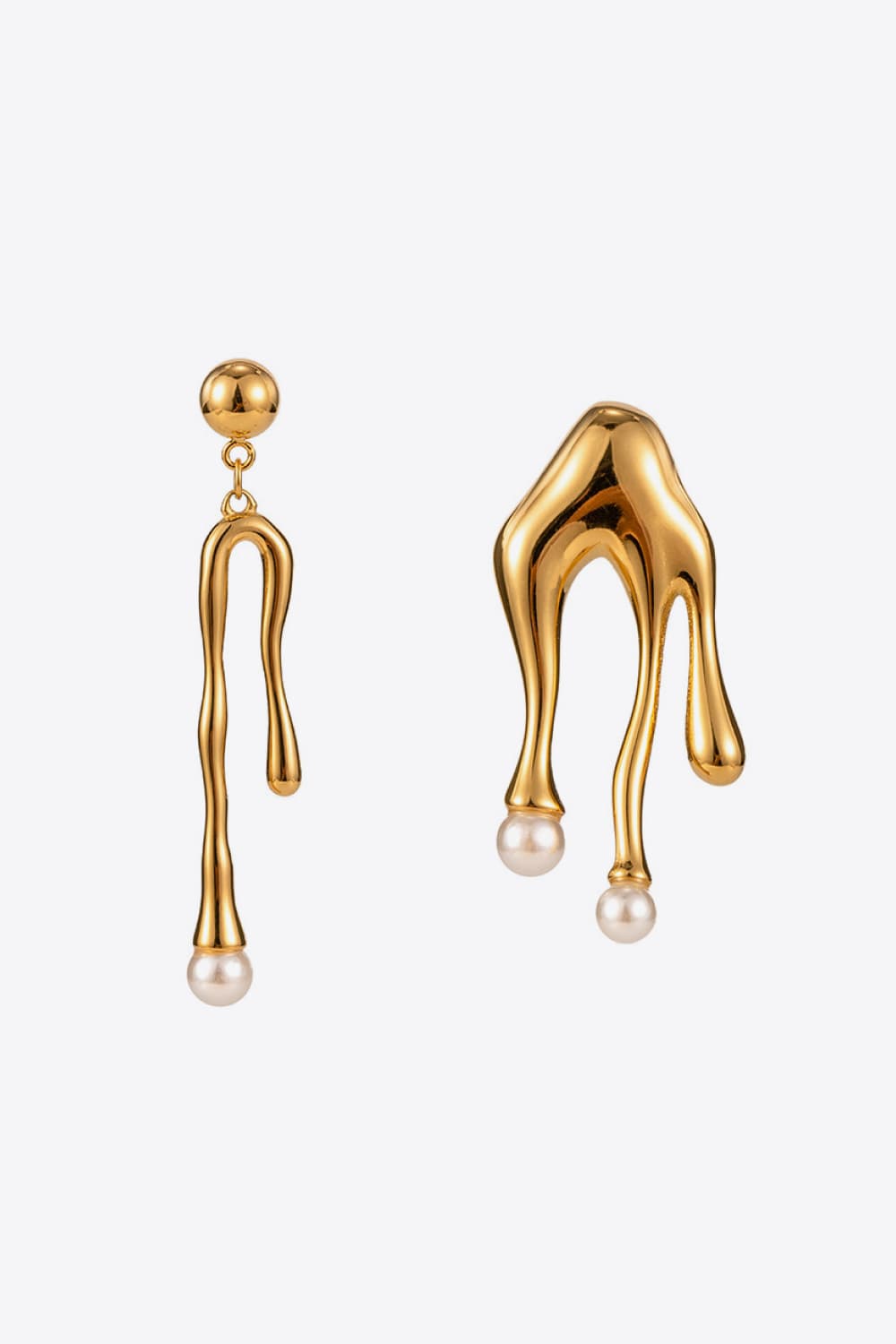 Pearl Liquid Metal Drop Dangle Earrings