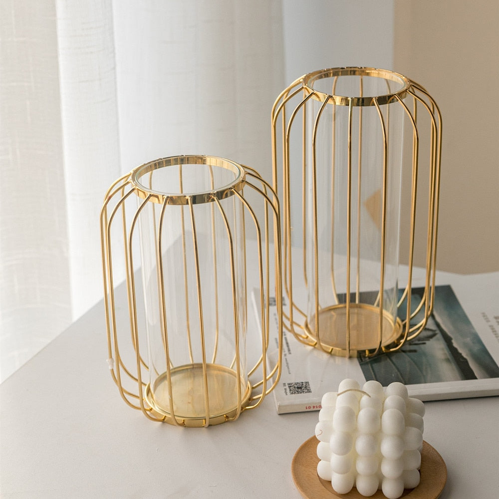 Nordic Golden Glass Hydroponic Vase