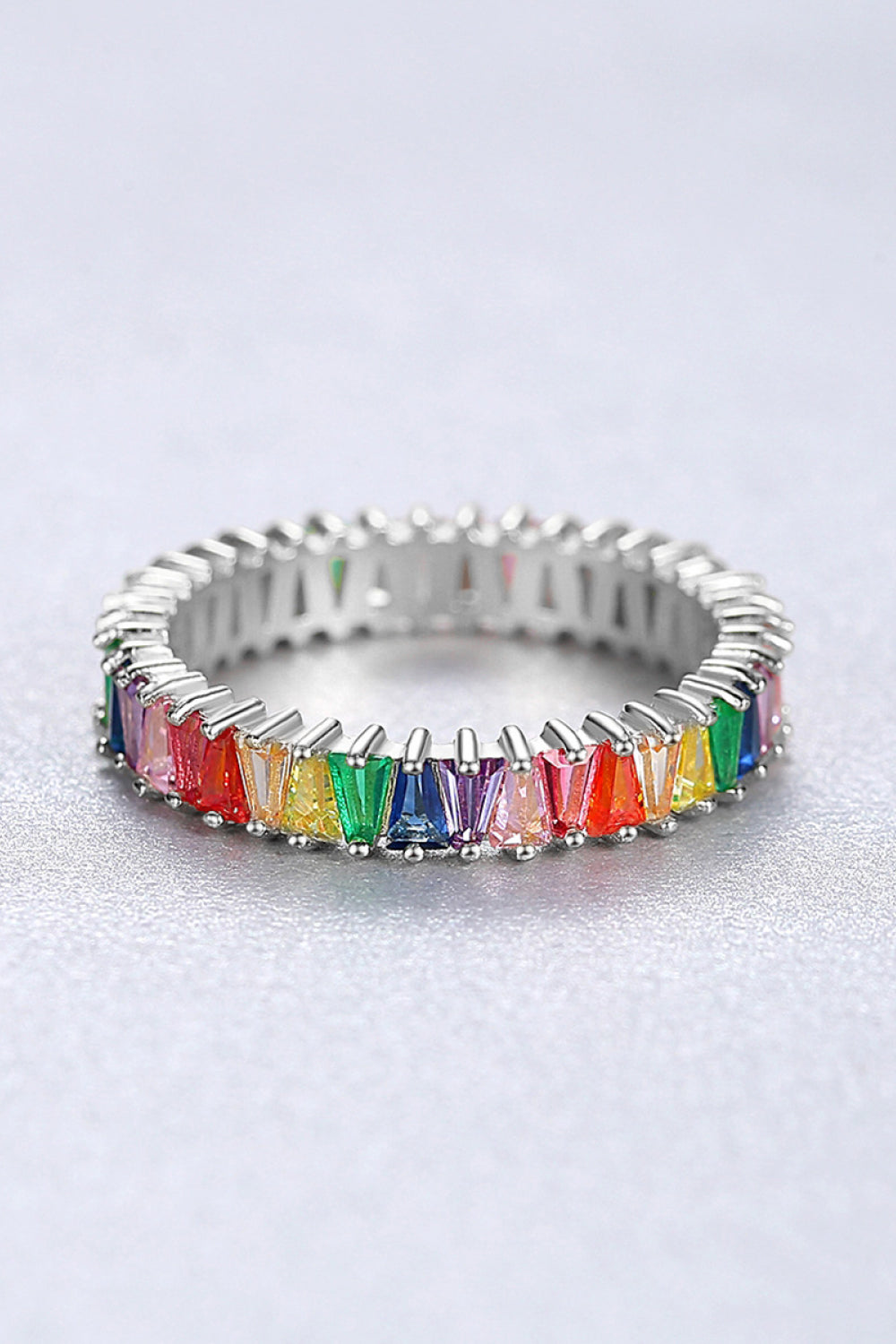 Multicolored Rainbow Pave Ring