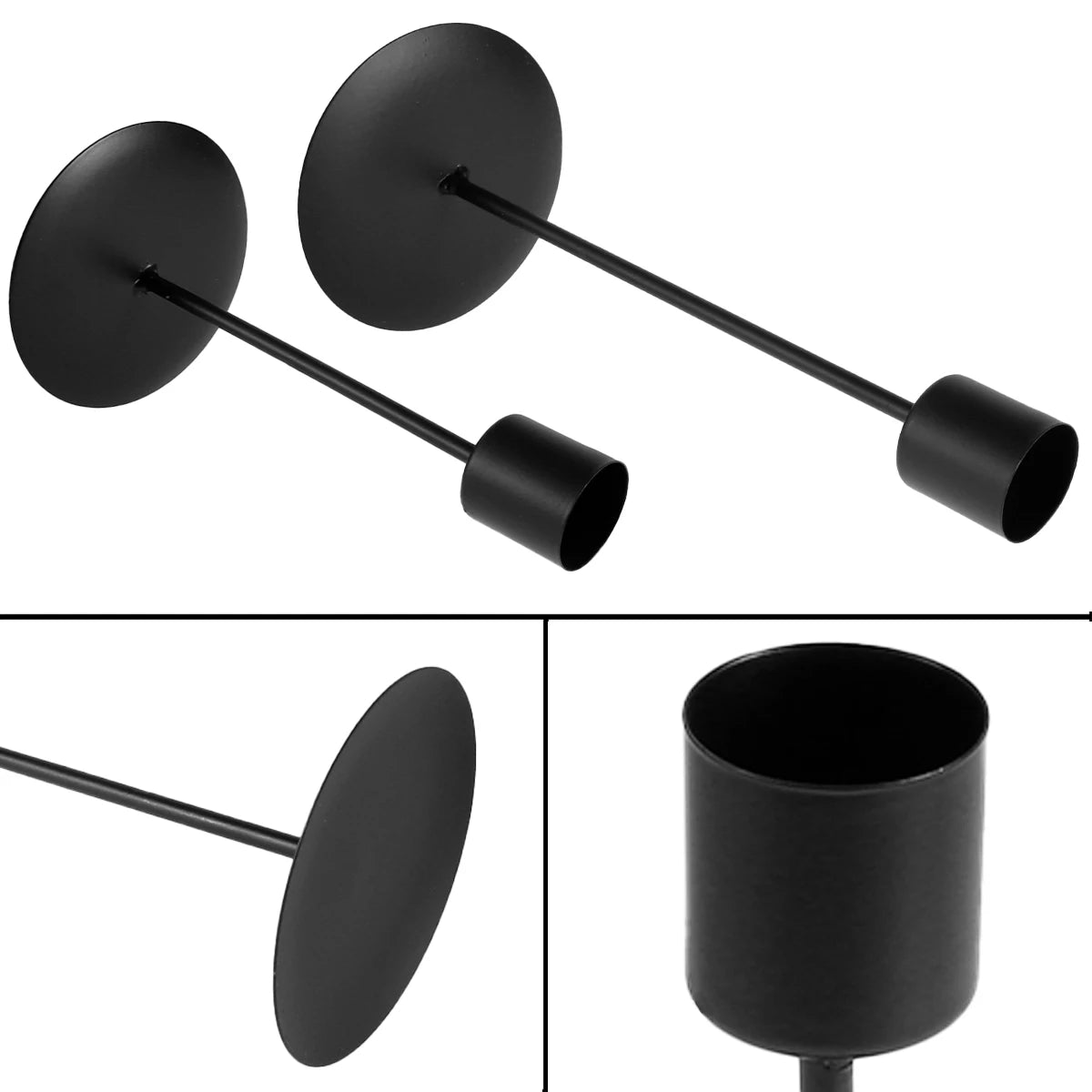 Matte Black Candle Holders, Set of 2