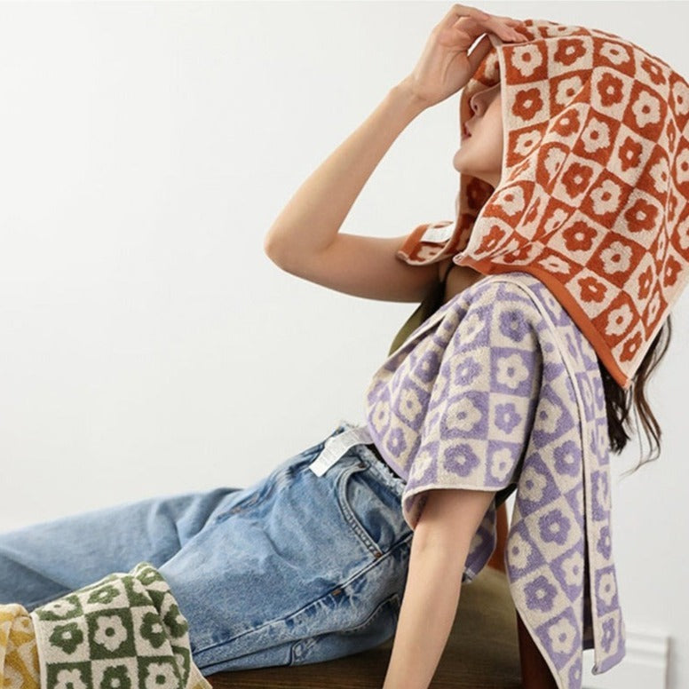 Retro Checkered Bath Towel Collection