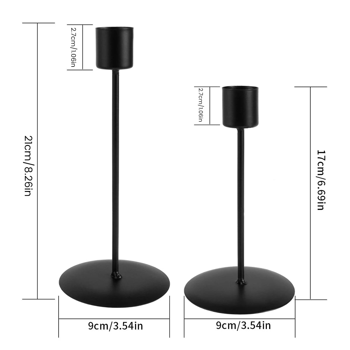 Matte Black Candle Holders, Set of 2