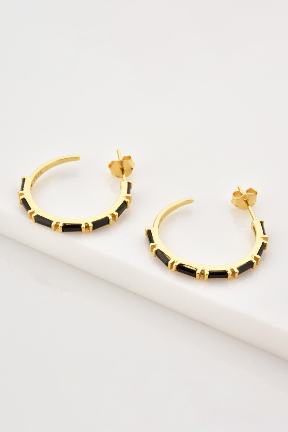 Gold Gemstone Hoop Earrings