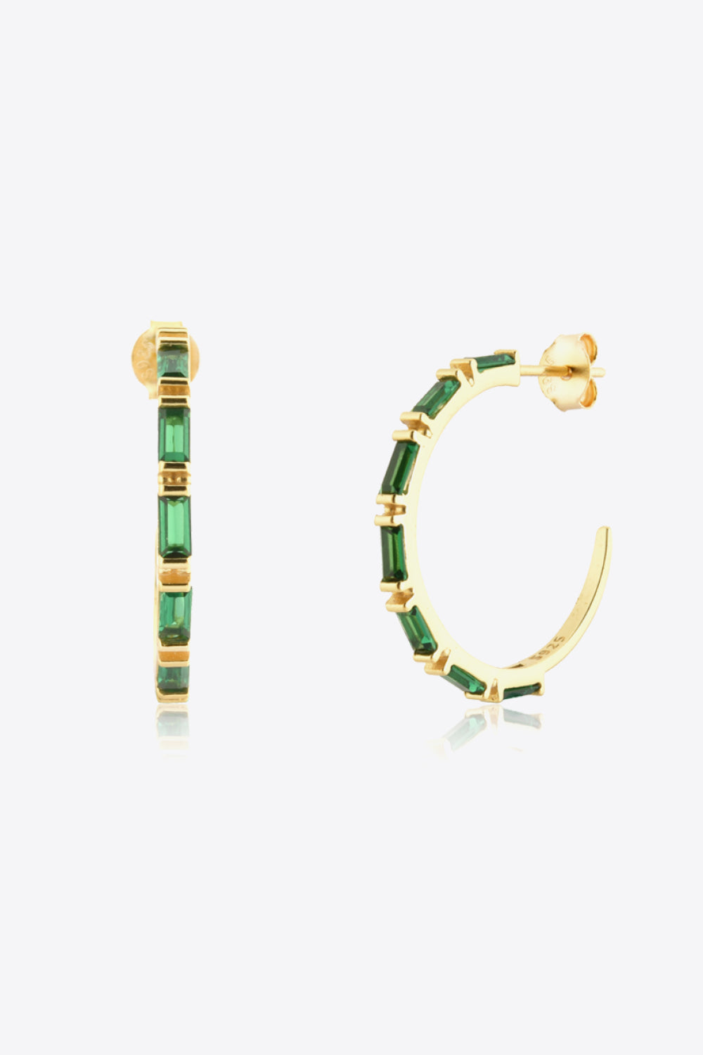 Gold Gemstone Hoop Earrings