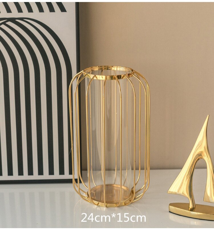Nordic Golden Glass Hydroponic Vase