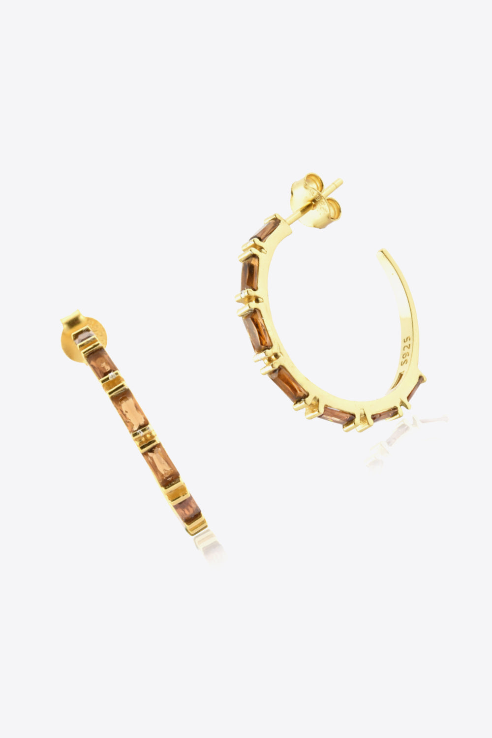 Gold Gemstone Hoop Earrings