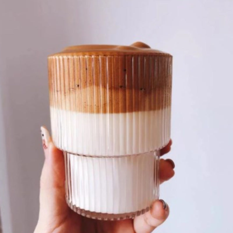 Modern Ridge Latte Glass