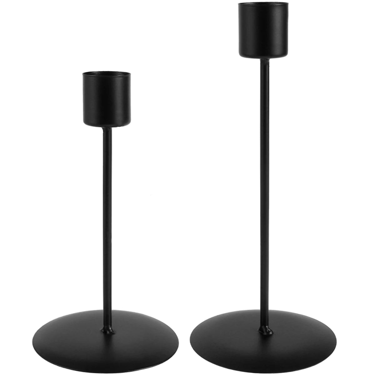 Matte Black Candle Holders, Set of 2