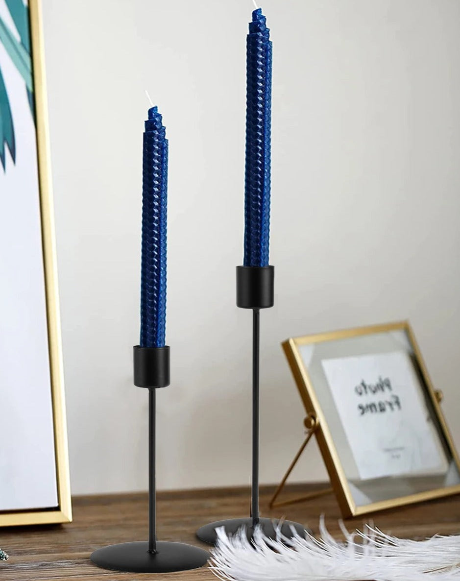 Matte Black Candle Holders, Set of 2