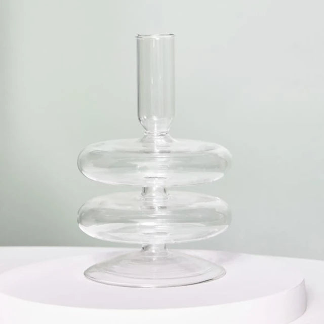 Bubble Glass Candlestick Vase