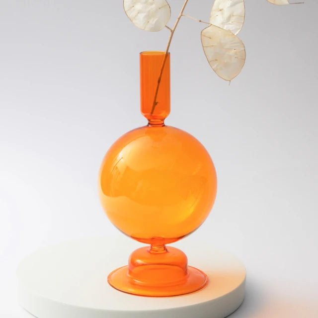 Bubble Glass Candlestick Vase