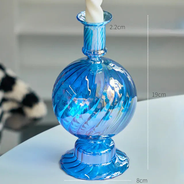 Bubble Glass Candlestick Vase