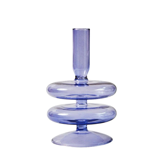 2 Tier Bubble Glass Candlestick Vase