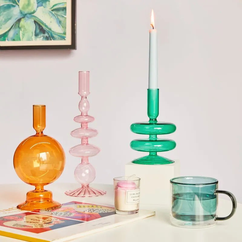 2 Tier Bubble Glass Candlestick Vase