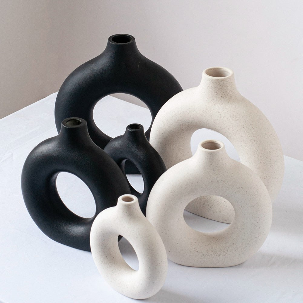 Open Circle Ceramic Nordic Vase