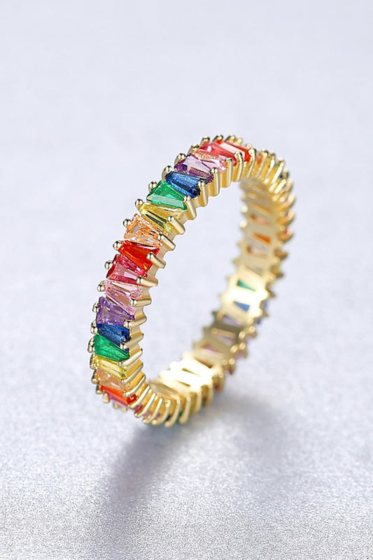 Multicolored Rainbow Pave Ring