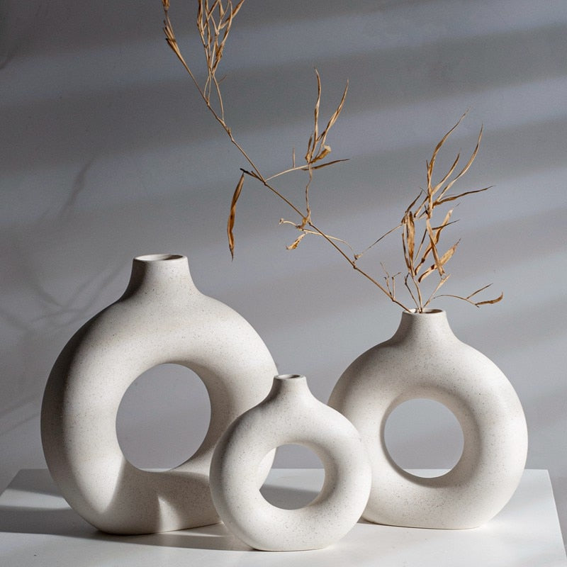 Open Circle Ceramic Nordic Vase